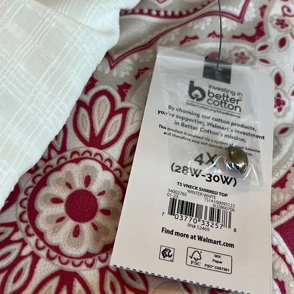 Terra & Sky Women's Plus Size V-Neck Shirred Short Sleeve Top Size 4X (28W-30W) - Picture 13 of 14